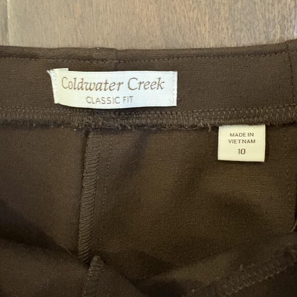 Coldwater Creek Pants Women 10 Brown Classic Fit Trouser Stretch Straight Ponte - Picture 2 of 11